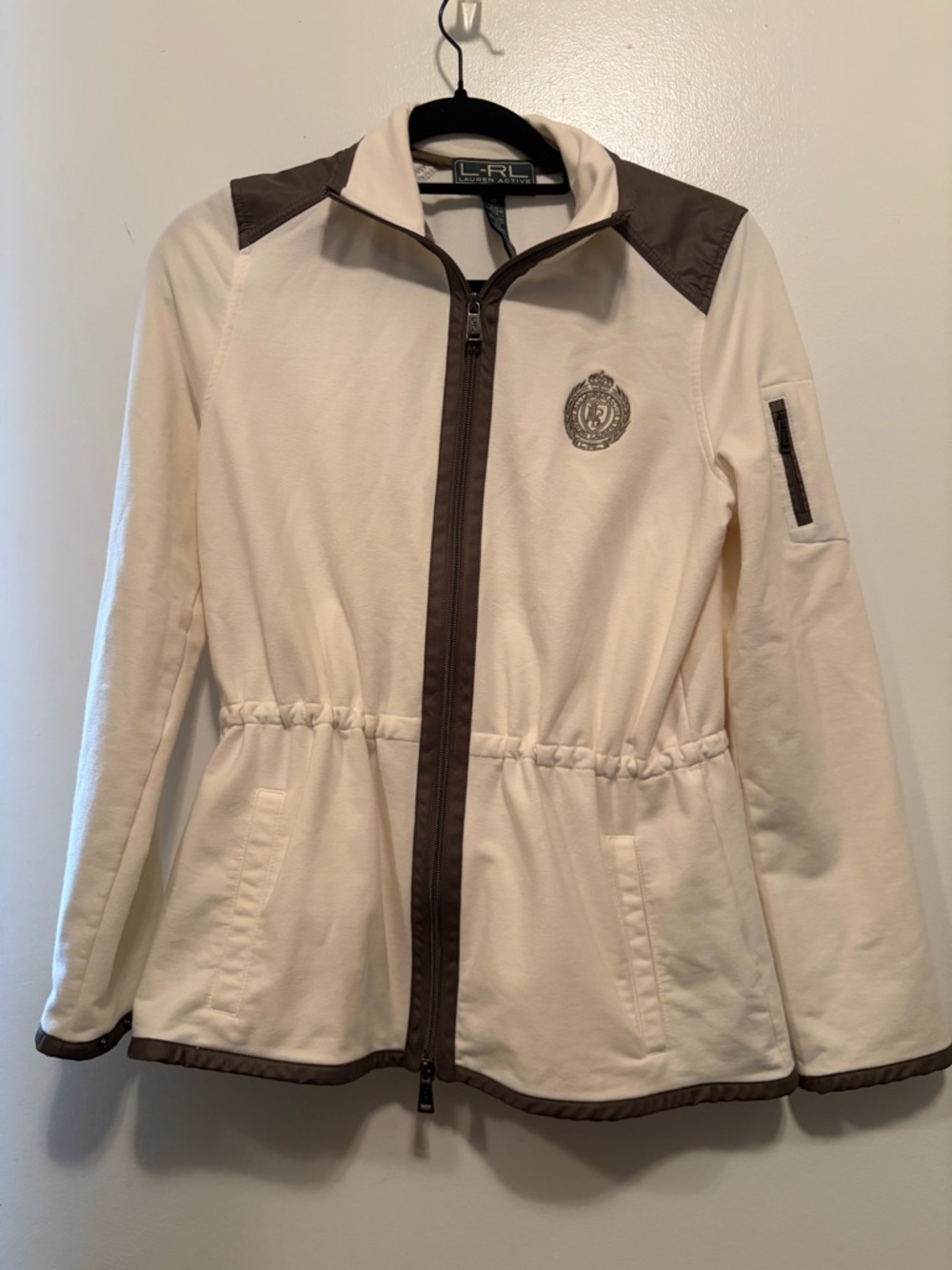 Lauren Ralph Lauren Cream Jacket with Brown Trim